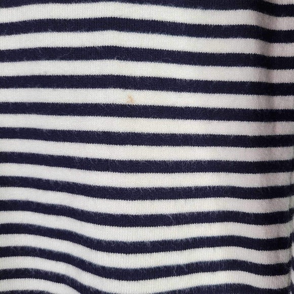 Talbots Sweater Women's Large Blue White Striped 3/4 Sleeve Pullover Sweater - Picture 5 of 8